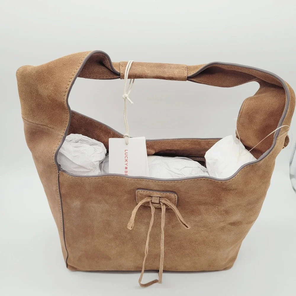 Lucky Brand Suede Bow Shoulder Bag – Honey Tan Medium Women's‎ Handbag - Picture 5 of 5